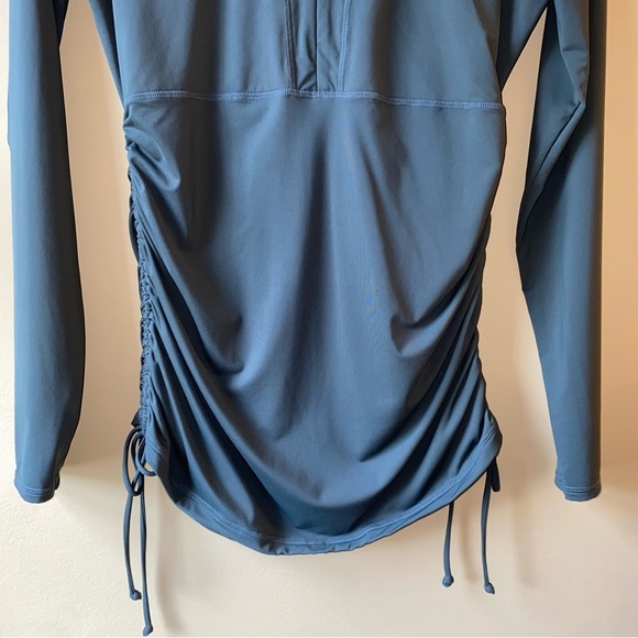 Athleta Women Drawstring Ruched 1/2 Zip Long Sleeve Rashguard Swim Top Medium - Picture 6 of 14